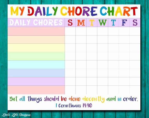 Daily Chore Chart Template Fresh Chore Chart for Kids Chore Chart Printable Chore List Kids