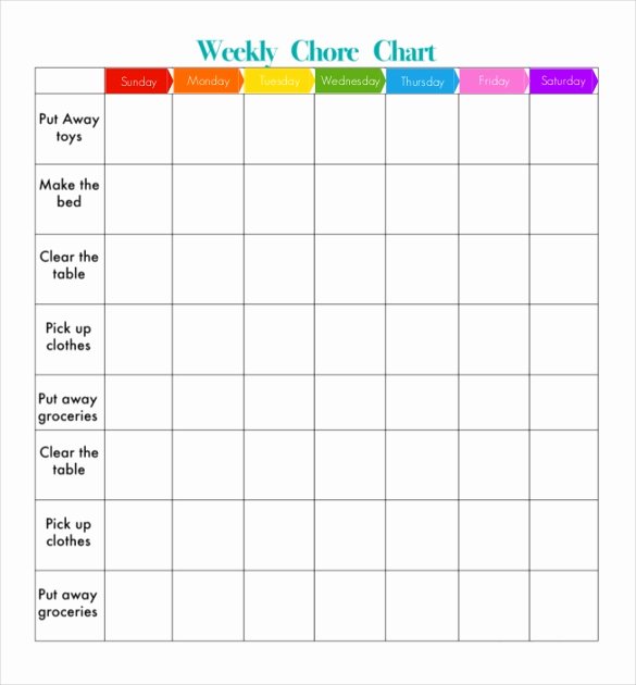 Daily Chore Chart Template Inspirational Weekly Chore Chart Template 24 Free Word Excel Pdf