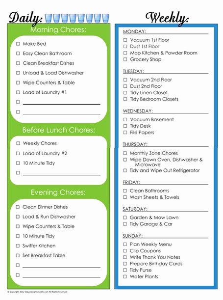 Daily Chore Chart Template Lovely Daily &amp; Weekly Chore Schedule Maybe for the Summer Made