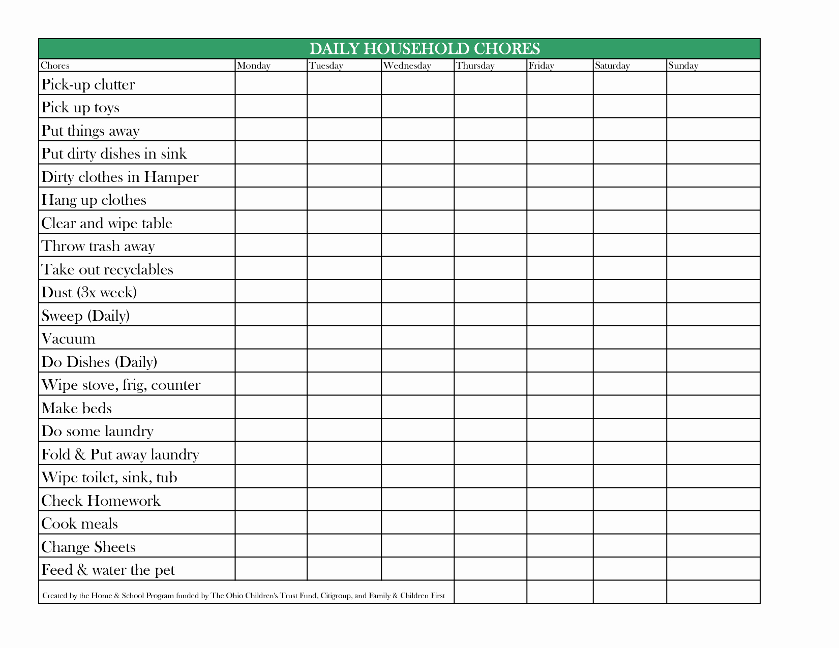 Daily Chore Chart Template Luxury 6 Best Of Household Chore Chart for Adults