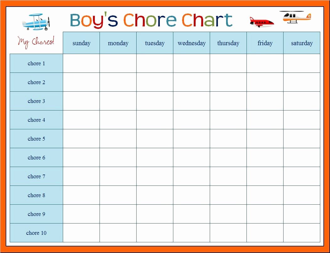 Daily Chore Chart Template Luxury Customized Children S Chore Chart