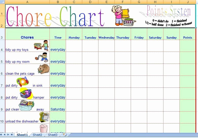 Daily Chore Chart Template Luxury Family Daily Chore Chart Template Free