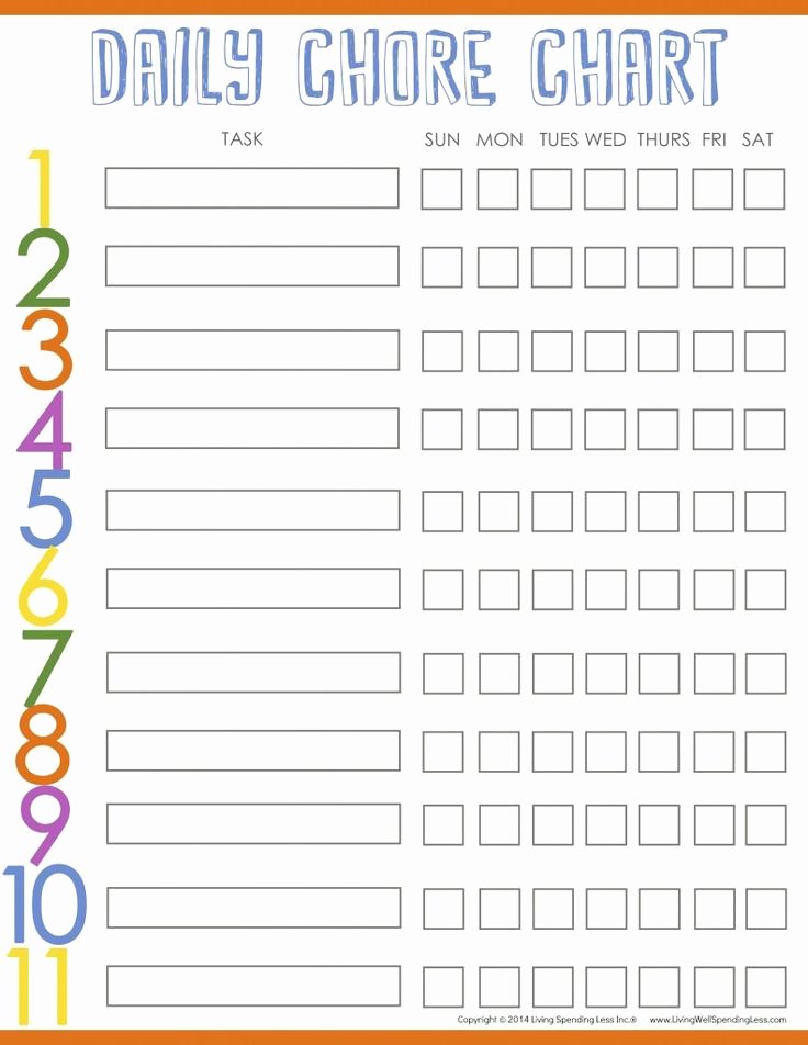 Daily Chore Chart Template Unique Best 25 Printable Chore Chart Ideas On Pinterest