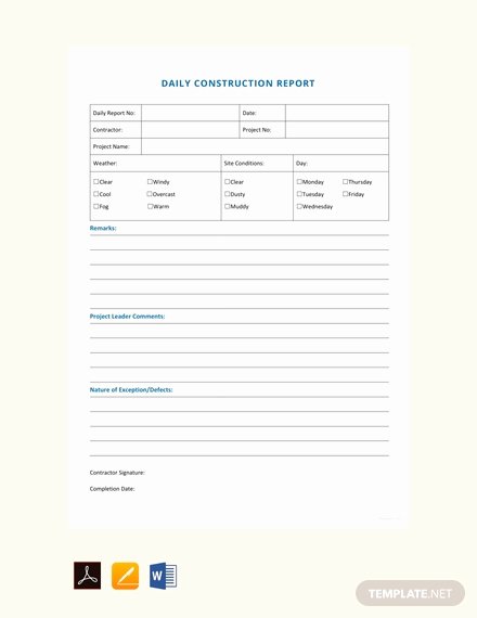 Daily Construction Report Template Beautiful Free Daily Construction Report Sample Template Download