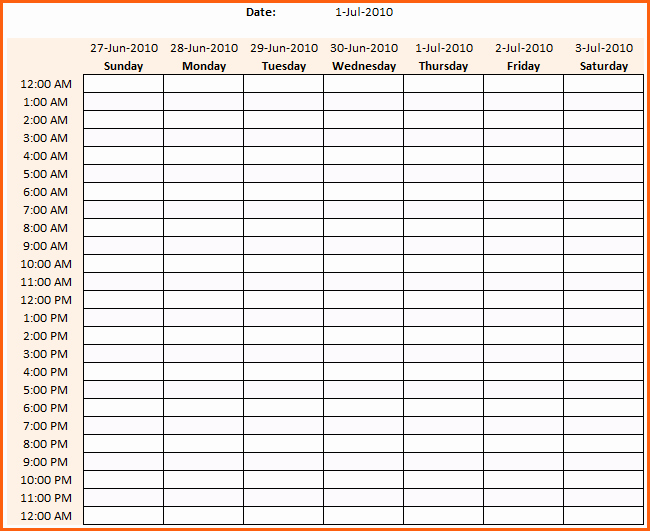 Daily Hourly Schedule Template Beautiful Excel Weekly Hourly Schedule Template