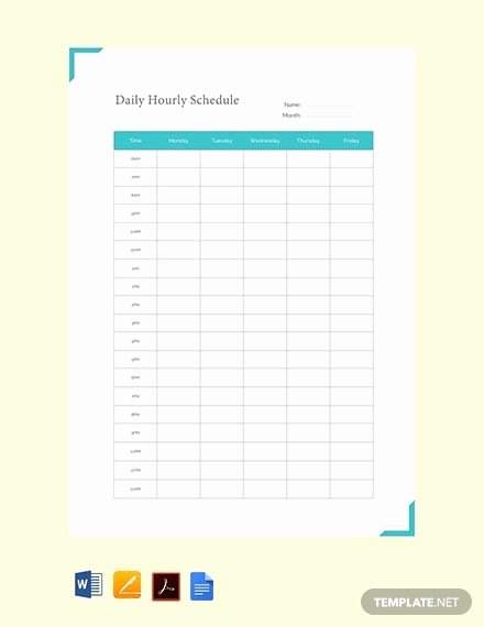 Daily Hourly Schedule Template Best Of 20 Free Hourly Schedule Templates Pdf Word