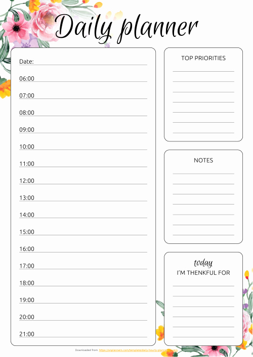 Daily Hourly Schedule Template Best Of Daily Planner Templates Printable Download Free Pdf