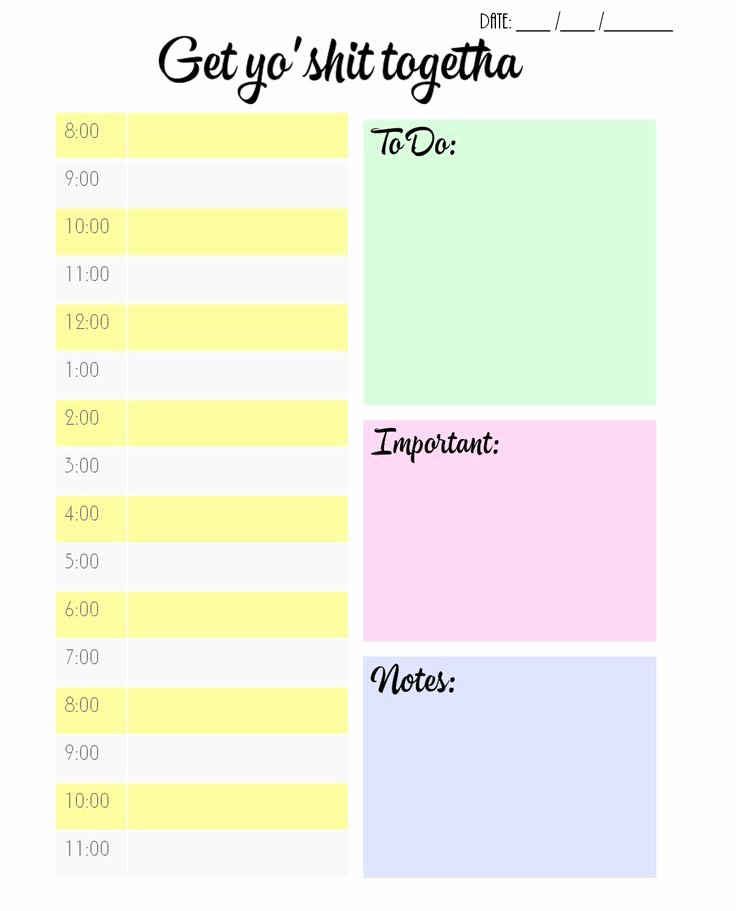 Daily Hourly Schedule Template Lovely Free Printable Planner Ideas Pinterest