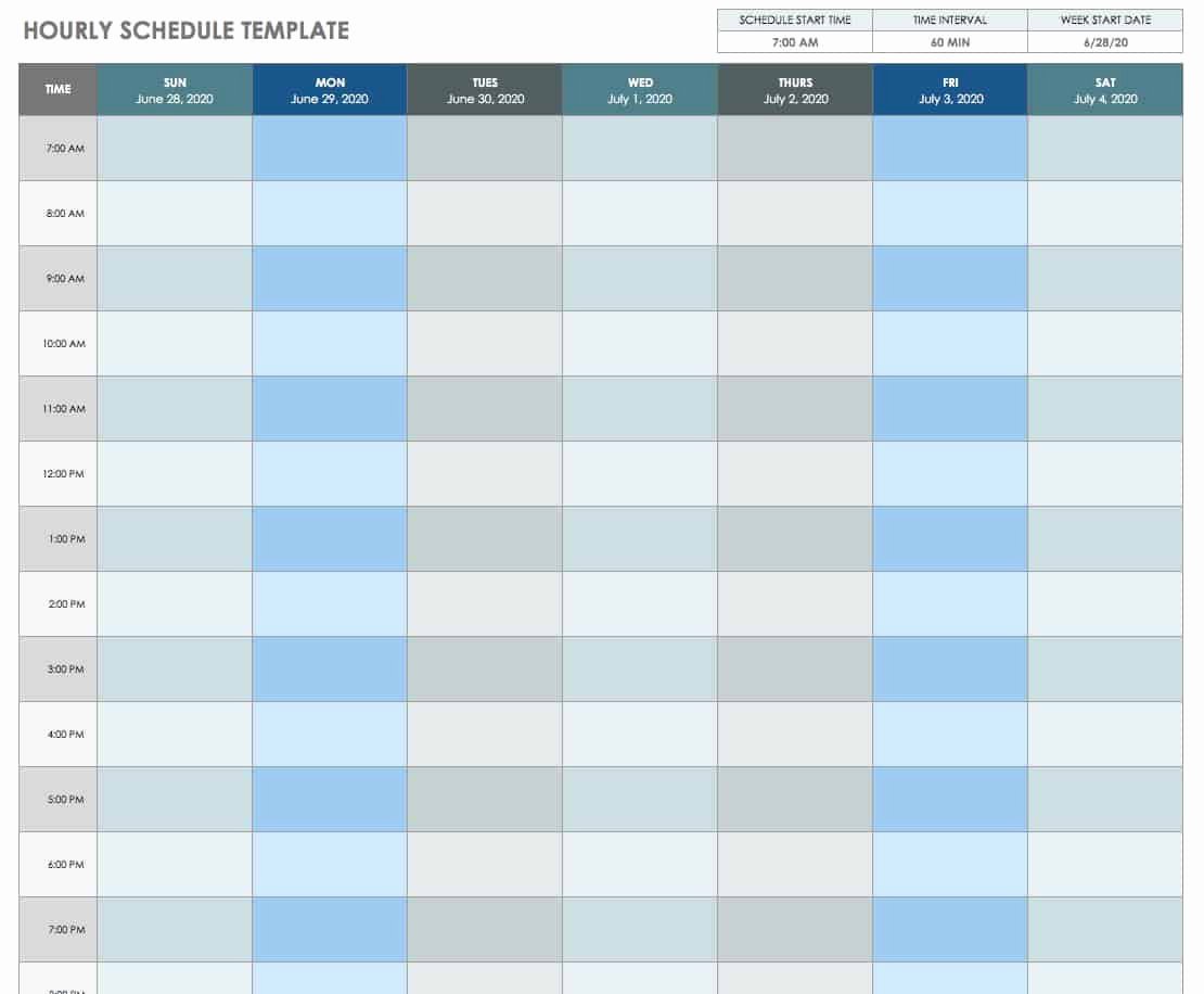 Daily Hourly Schedule Template New Free Printable Daily Calendar Templates