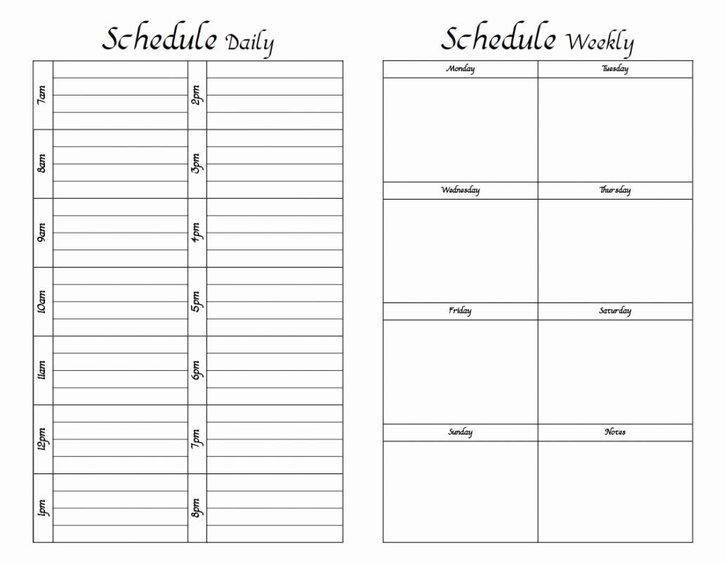 Daily Hourly Schedule Template New Weekly Hourly Schedule Template