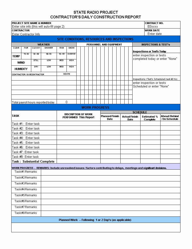 40 Daily Report Template Excel Markmeckler Template Design