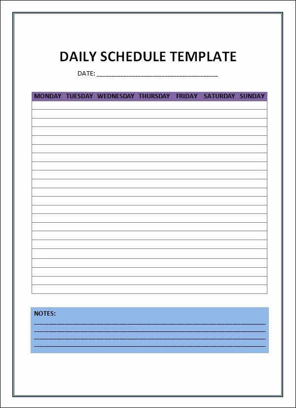 Daily Schedule Template Free Best Of Daily Schedule Templates Printable Daily Calendar forms