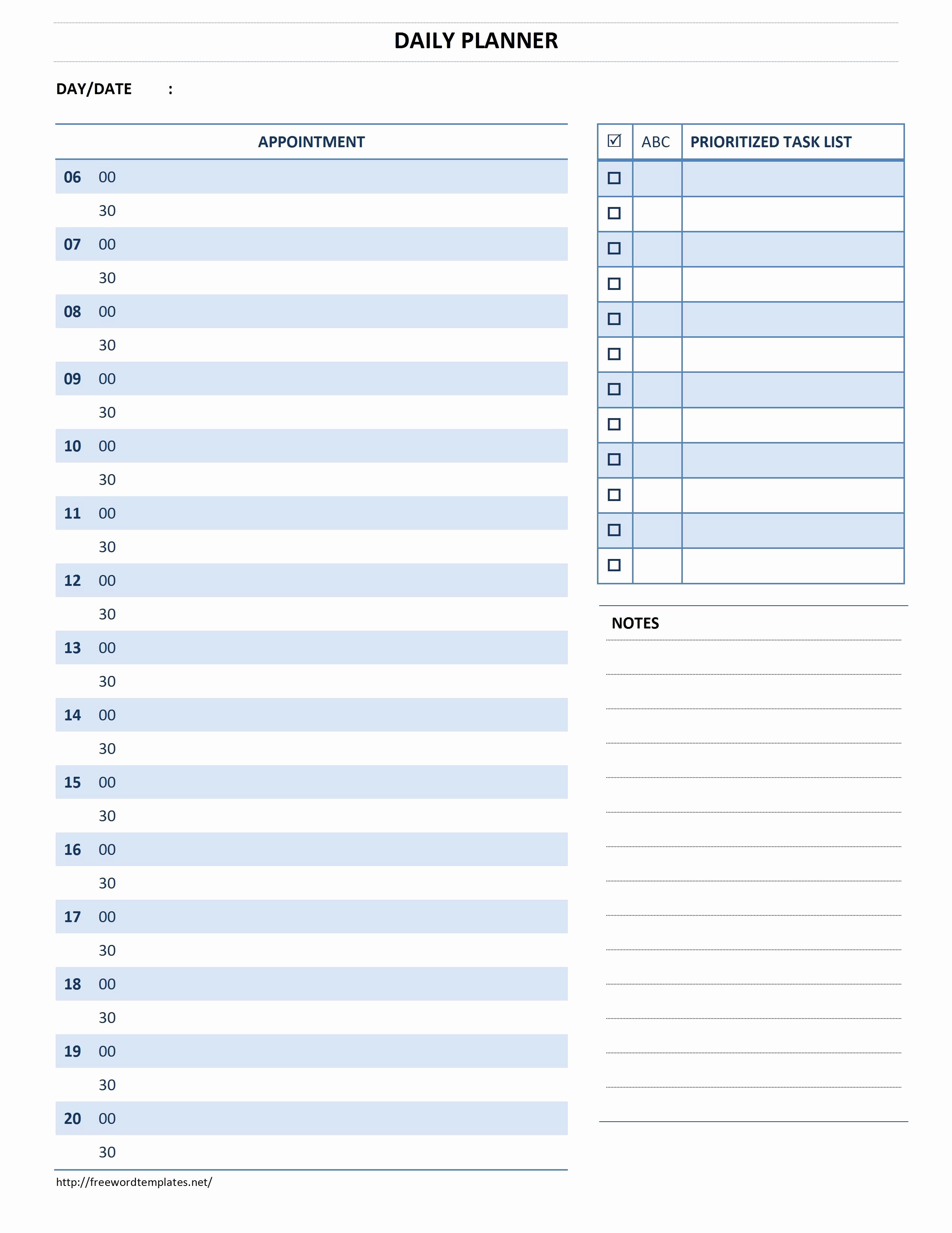 Daily Schedule Template Free Fresh Daily Planner Templates Printable Calendar Template
