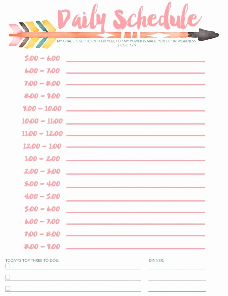 Daily Schedule Template Free Inspirational Daily Schedule Free Printable