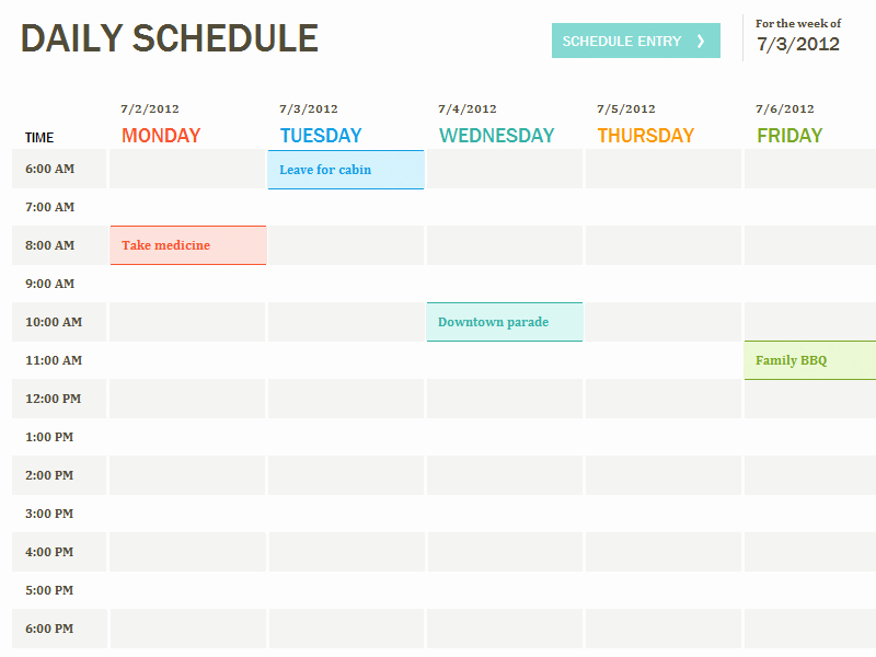 Daily Schedule Template Free Lovely Daily Schedule Template