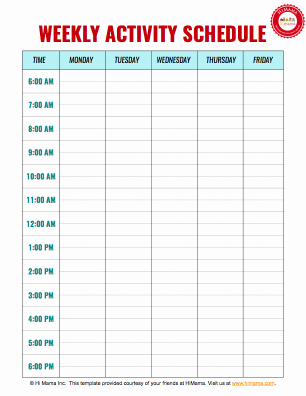 Daily Schedule Template Free Unique Daycare Weekly Schedule Template 5 Day