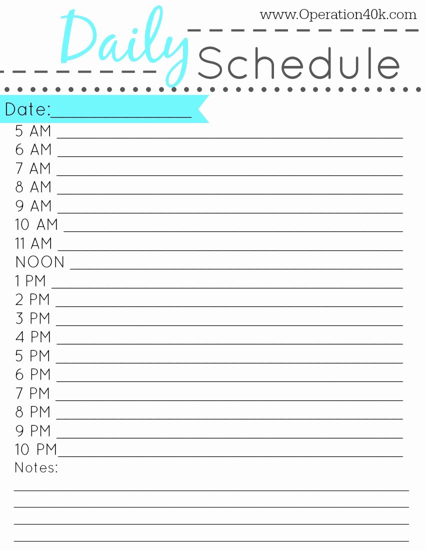 Daily Schedule Template Printable Awesome Free Printable Daily Schedule Tips