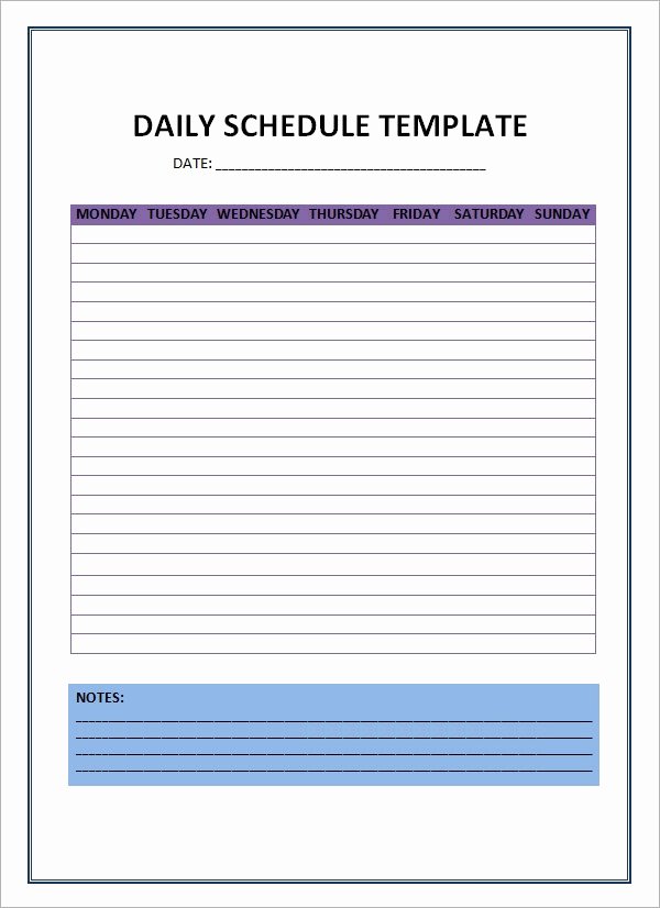Daily Schedule Template Printable Best Of Free 24 Printable Daily Schedule Templates In Pdf