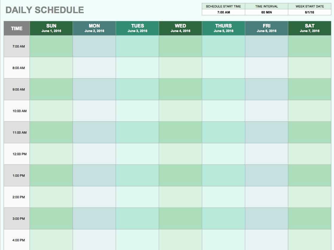 Daily Schedule Template Printable Fresh Free Daily Schedule Templates for Excel Smartsheet