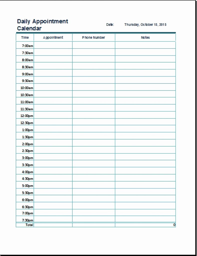 Daily Schedule Template Printable Lovely Daily Appointment Calendar Printable Free