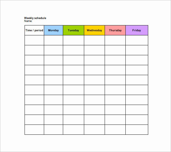 Daily Schedule Template Printable New Blank Schedule Template 23 Free Word Excel Pdf format