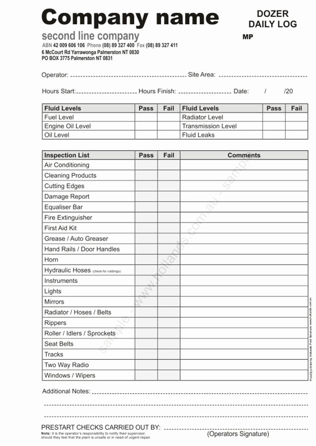 Daily Vehicle Inspection form Template Fresh 28 Of Vehicle Inspection Log Template