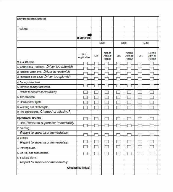 Daily Vehicle Inspection form Template Lovely Daily Checklist Template 29 Free Word Excel Pdf