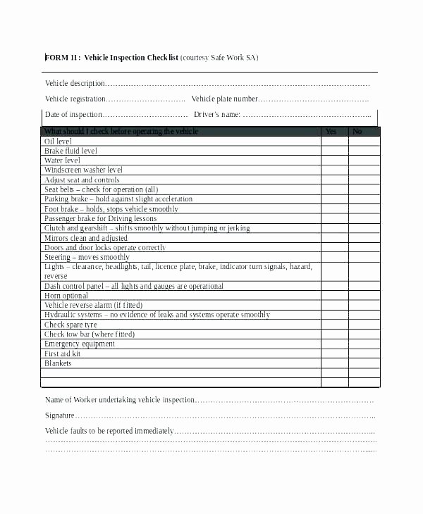 Daily Vehicle Inspection form Template Luxury Truck Inspection form Template – Munityfoodlaw