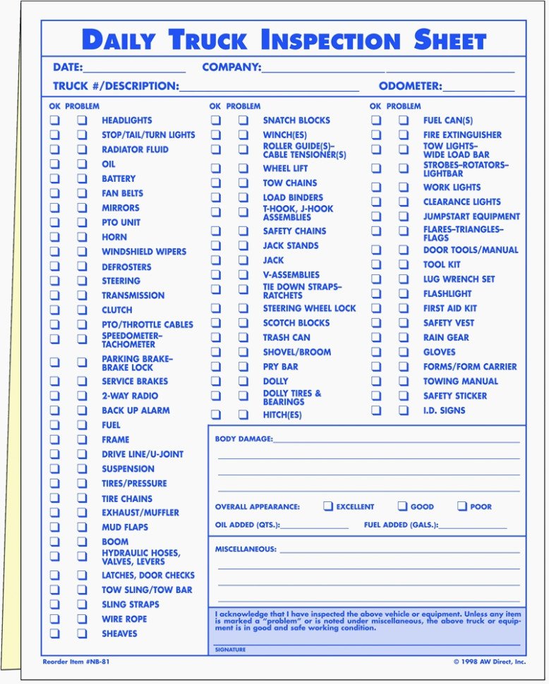 Daily Vehicle Inspection form Template Unique the Miracle Dot
