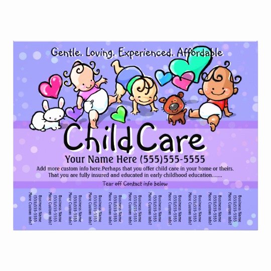 Daycare Flyers Templates Free Unique Child Care Babysitting Day Care Custom Text Color Flyer