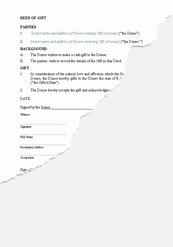 Deed Of Gift Template Inspirational Personal – Gifts