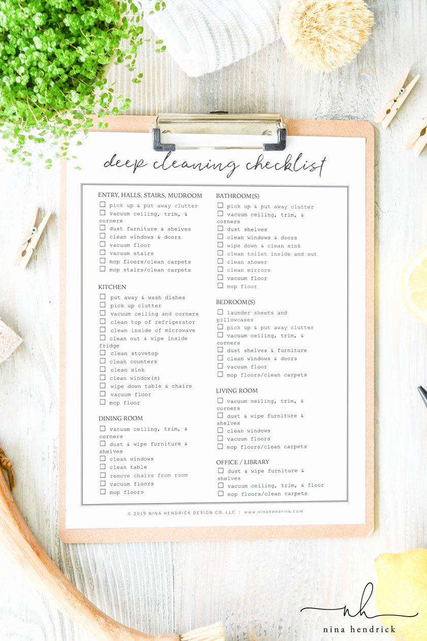 Deep Cleaning Checklist Template Awesome Cleaning Checklist Free Printable