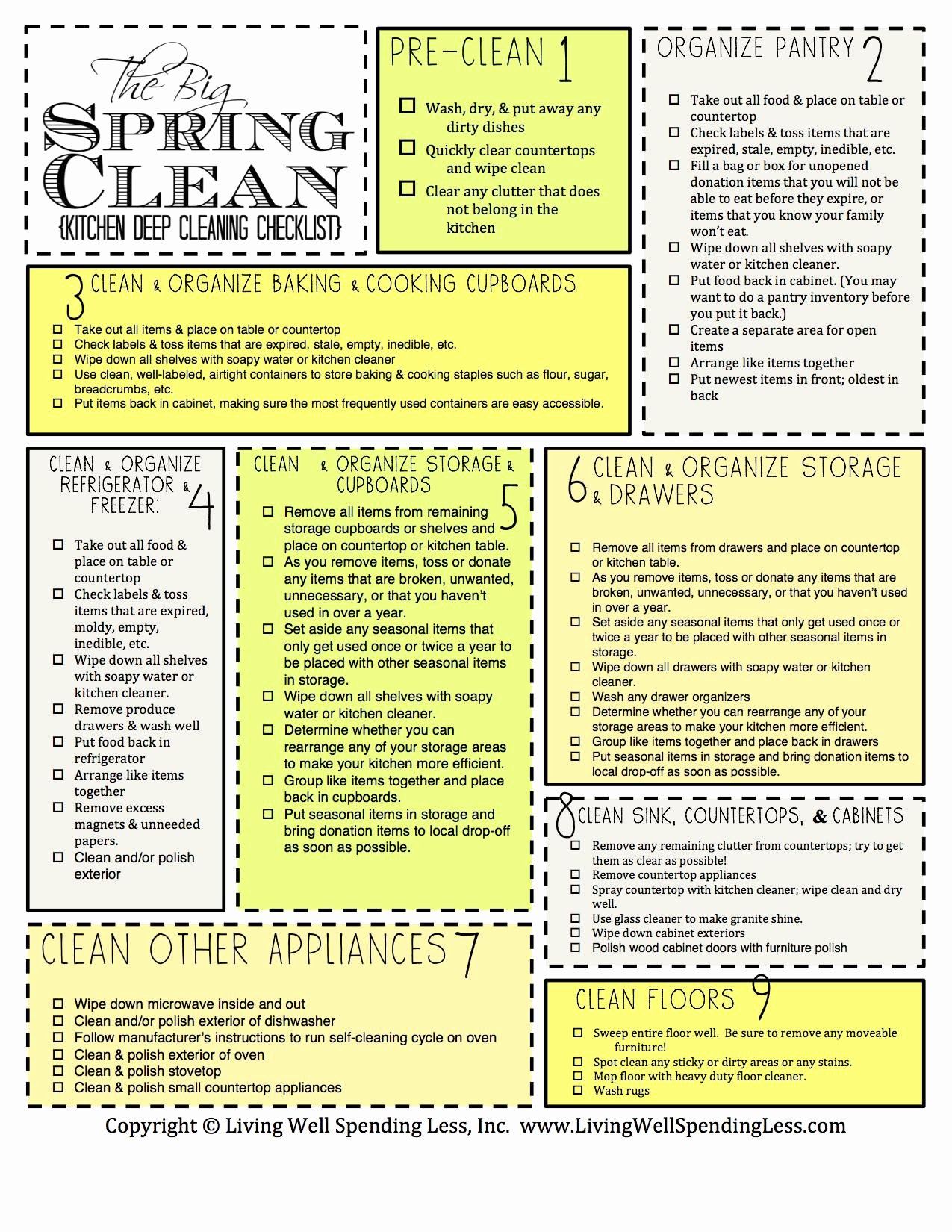 Deep Cleaning Checklist Template Best Of Kitchen Deep Cleaning Checklist Living Well Spending Less