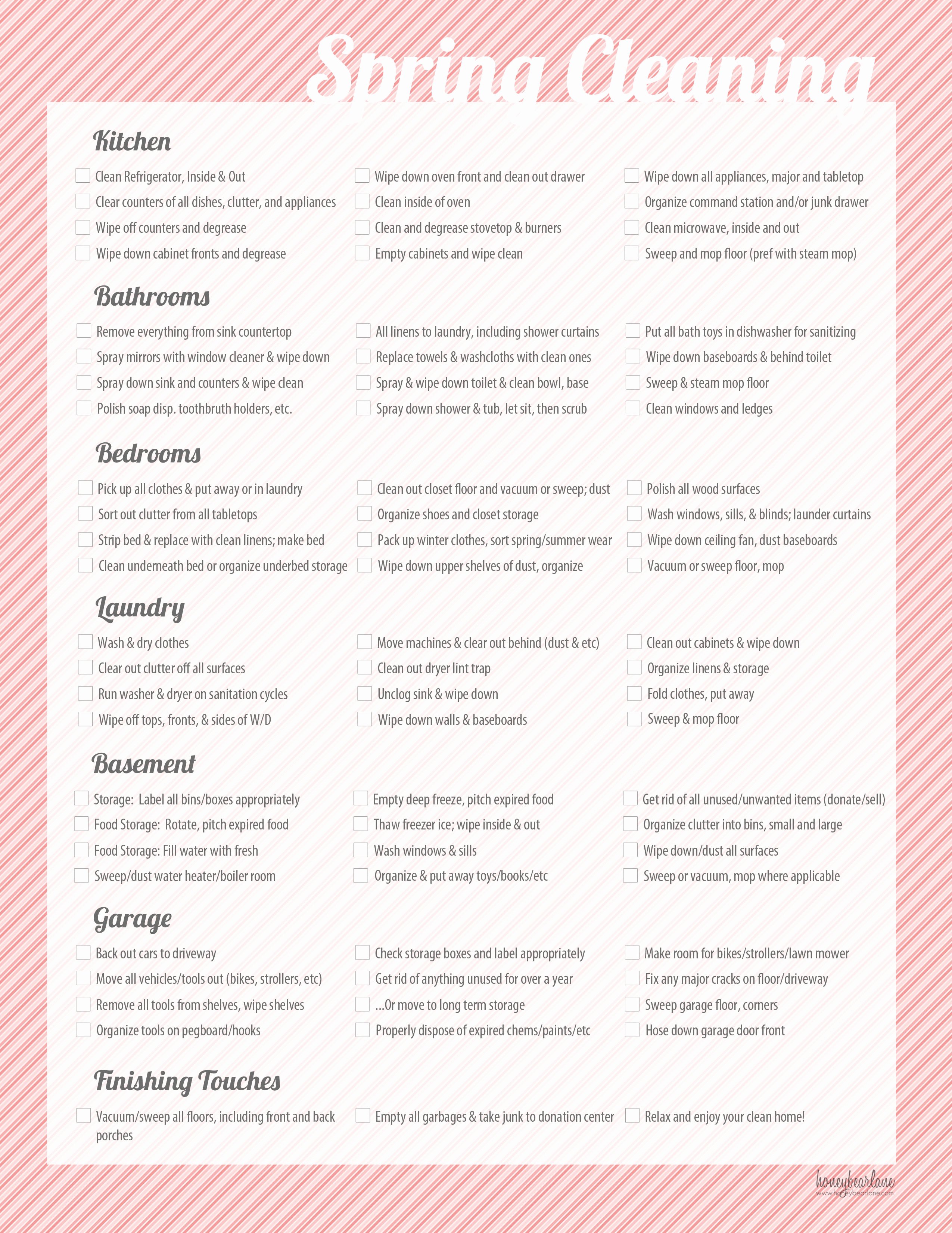 Deep Cleaning Checklist Template Elegant Spring Cleaning Printable Checklist