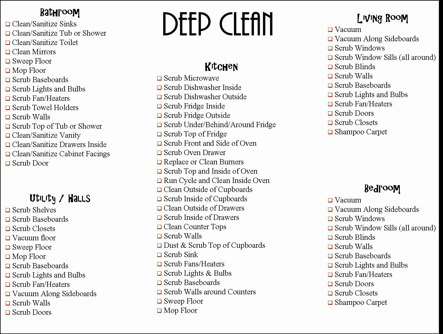 Deep Cleaning Checklist Template Inspirational Oddible Sublime Confessions Of A Housewife
