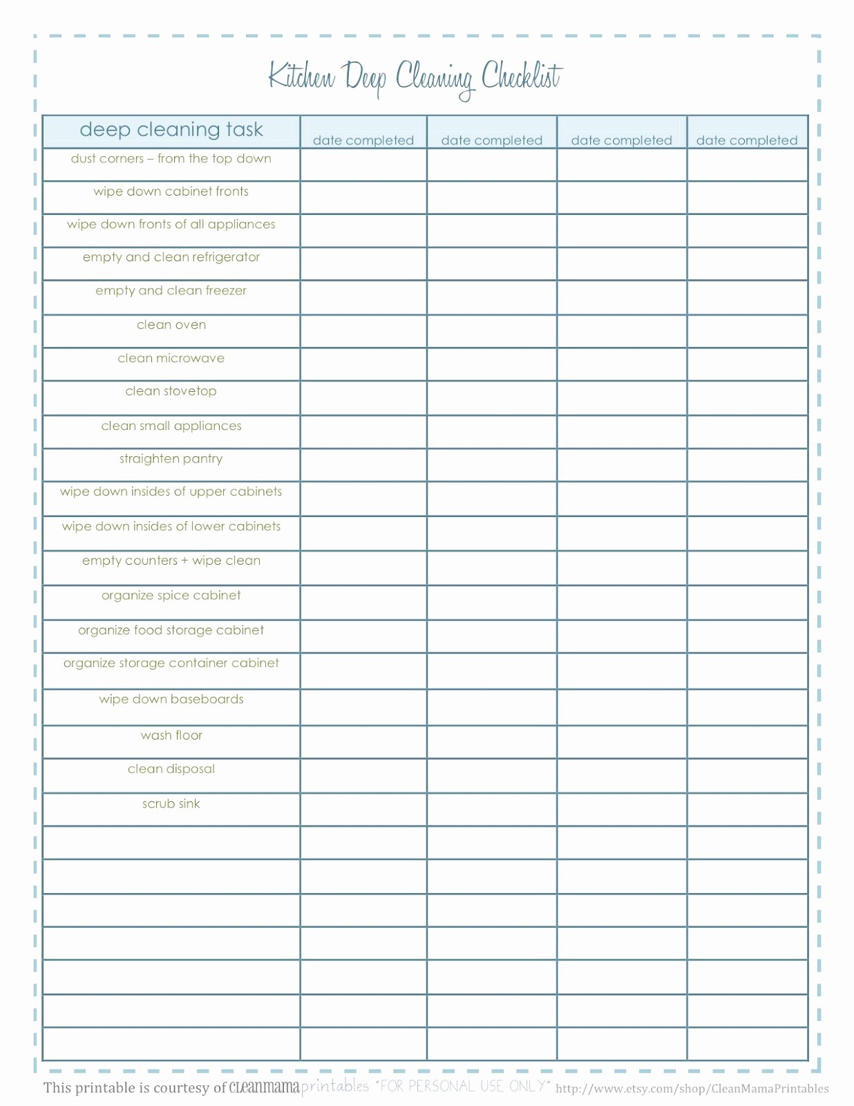 Deep Cleaning Checklist Template Lovely Creative Life Designs May 2012