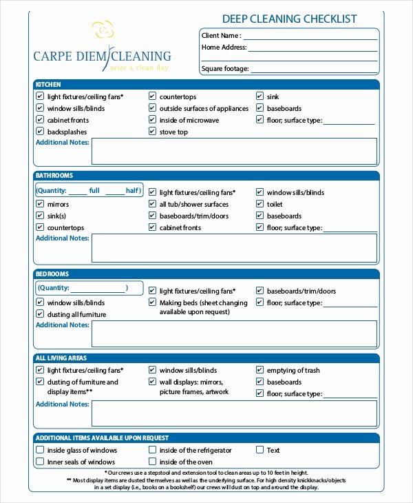 Deep Cleaning Checklist Template Lovely House Cleaning Checklist 17 Pdf Word Documents