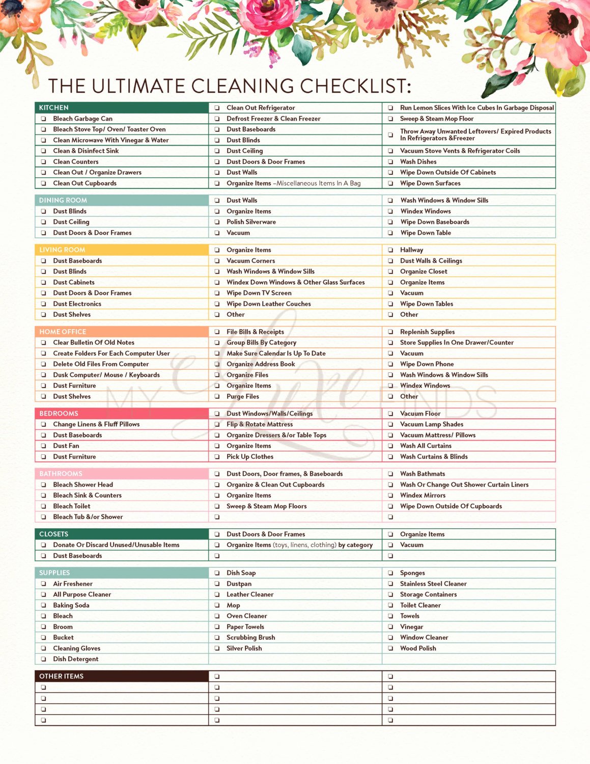 Deep Cleaning Checklist Template Unique the Ultimate House Cleaning Checklist Printable Pdf