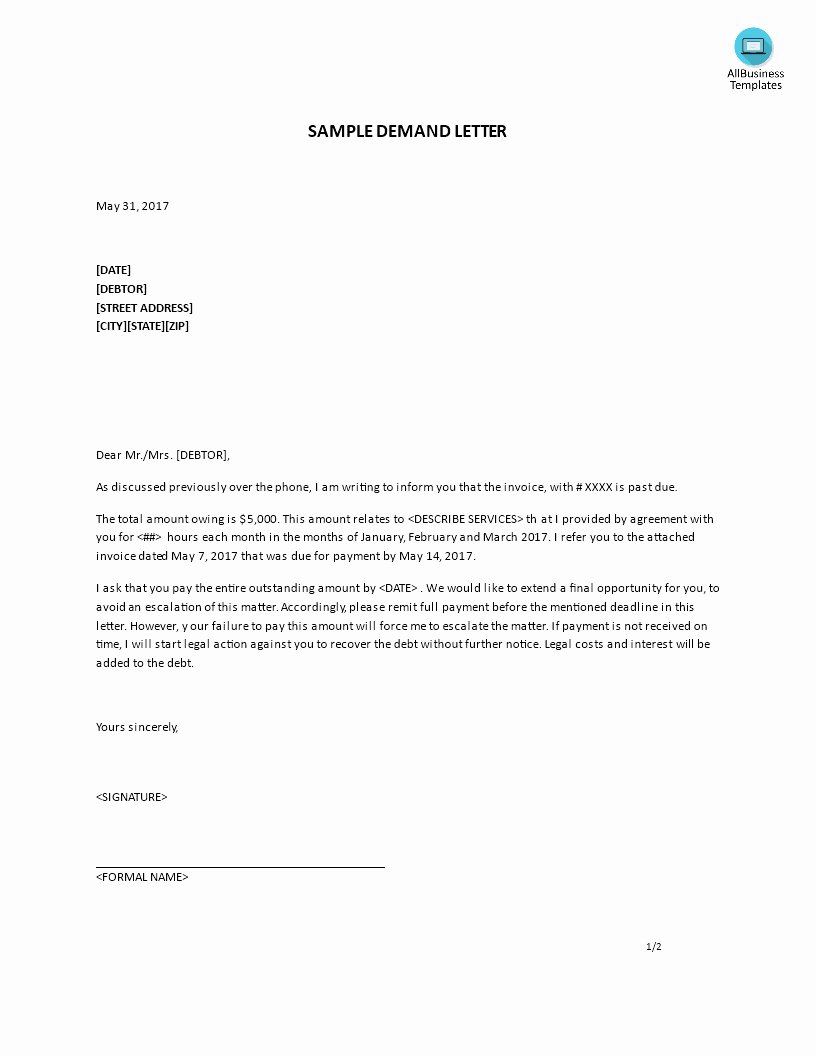 Demand for Payment Letter Template Fresh Demand Letter to Landlord Template Samples