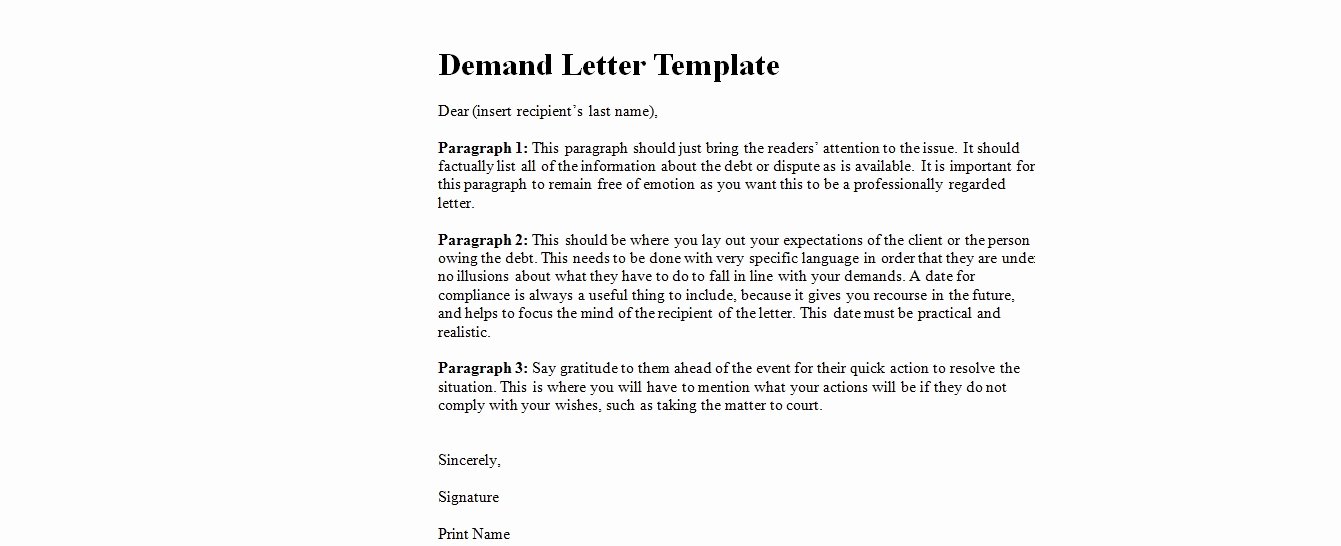 Demand Letter Template Free Awesome Letter Demand Sample Free Printable Documents