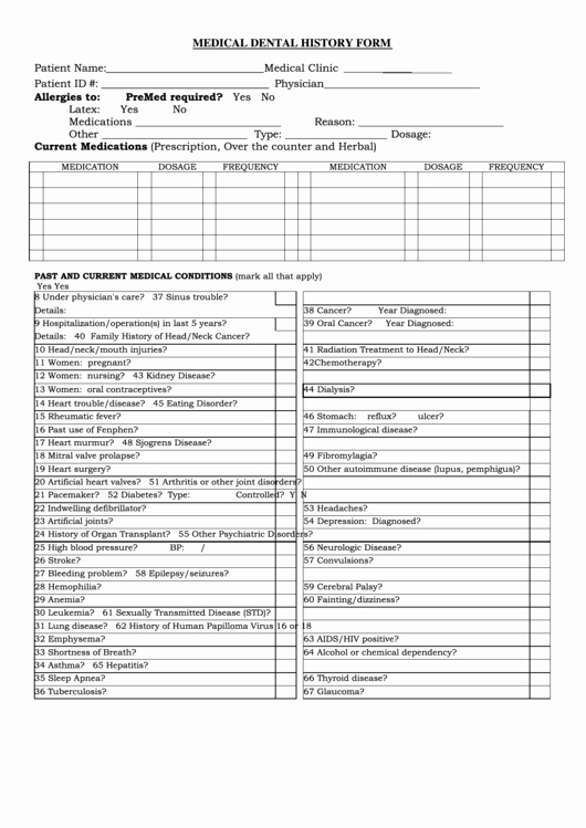 Dental Medical History form Template Awesome top 26 Dental Medical History form Templates Free to