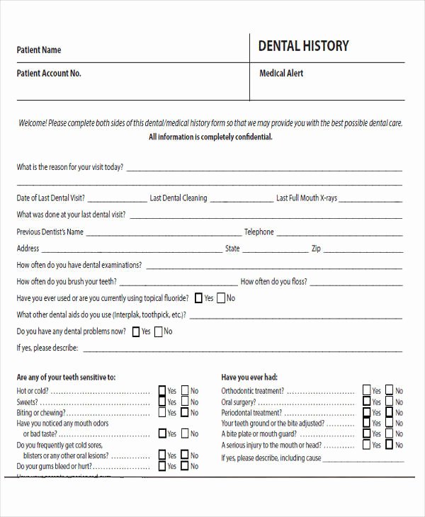 Dental Medical History form Template Luxury Medical forms In Pdf
