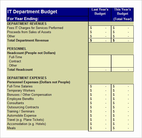 Department Budget Template Excel Lovely It Bud Template – 8 Free Samples Examples format