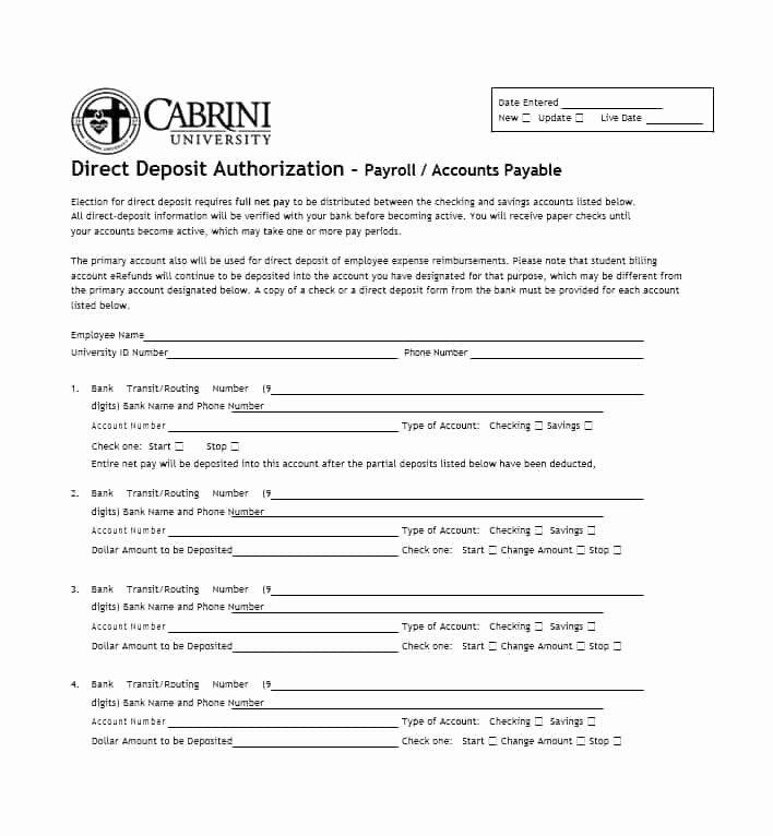 Direct Deposit Authorization form Template Elegant 47 Direct Deposit Authorization form Templates Template