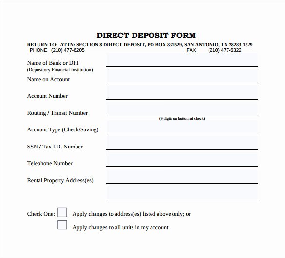 Direct Deposit form Template Luxury Sample Direct Deposit form 8 Download Free Documents In