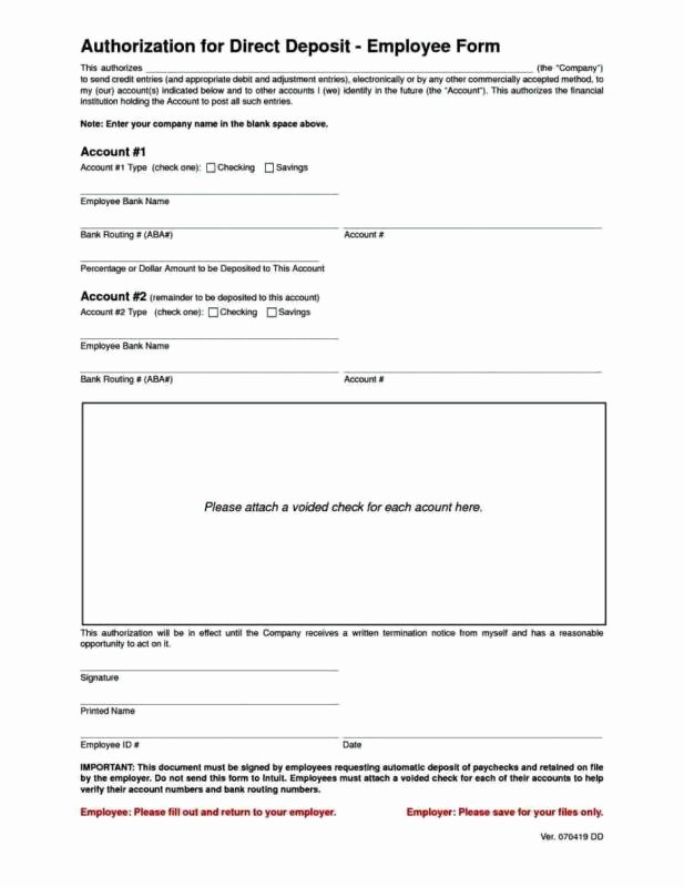 Direct Deposit form Template New Direct Deposit form Template