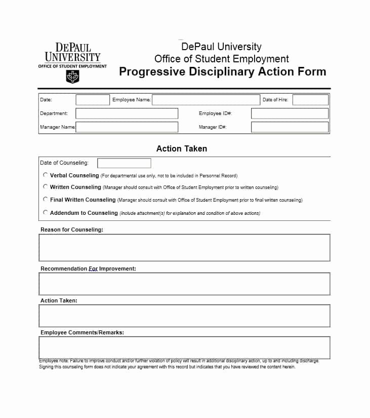 Disciplinary Action form Template Fresh 40 Employee Disciplinary Action forms Template Lab