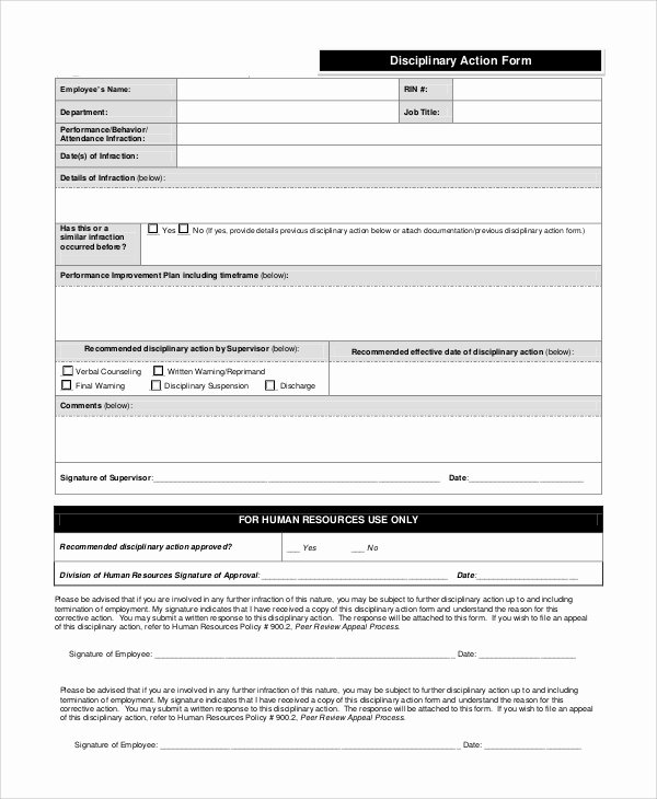 Disciplinary Action form Template Fresh Sample Disciplinary Action form 8 Examples In Pdf Word