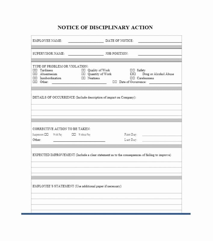 Disciplinary Action form Template Lovely Employee Disciplinary Action form