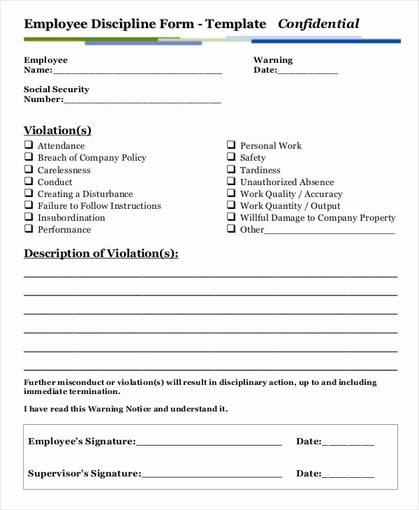 Disciplinary Action form Template Luxury Employee Discipline form